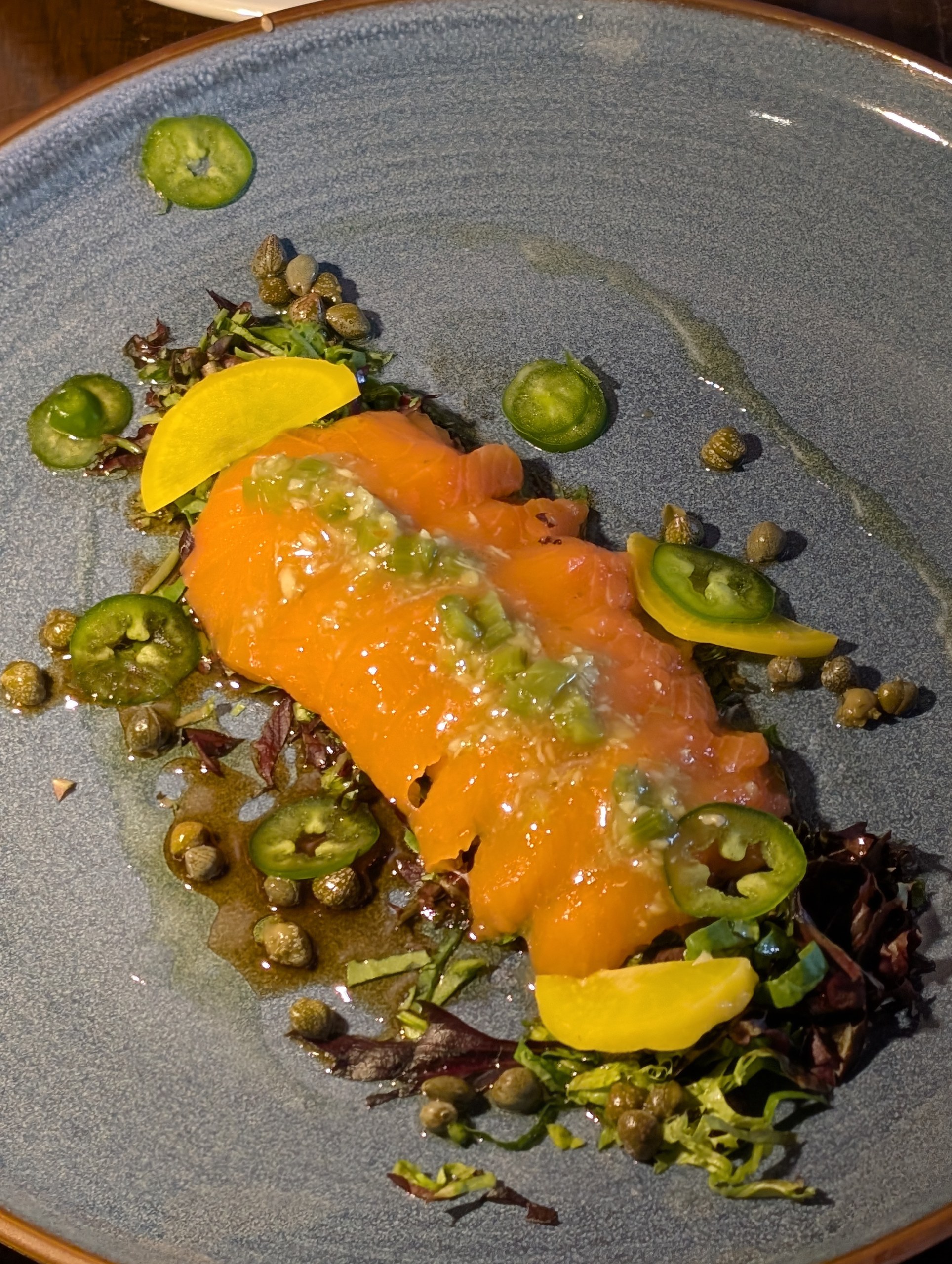 Salmon carpaccio at Sushi Plus Thai by Sensei in Palatine, Illinois