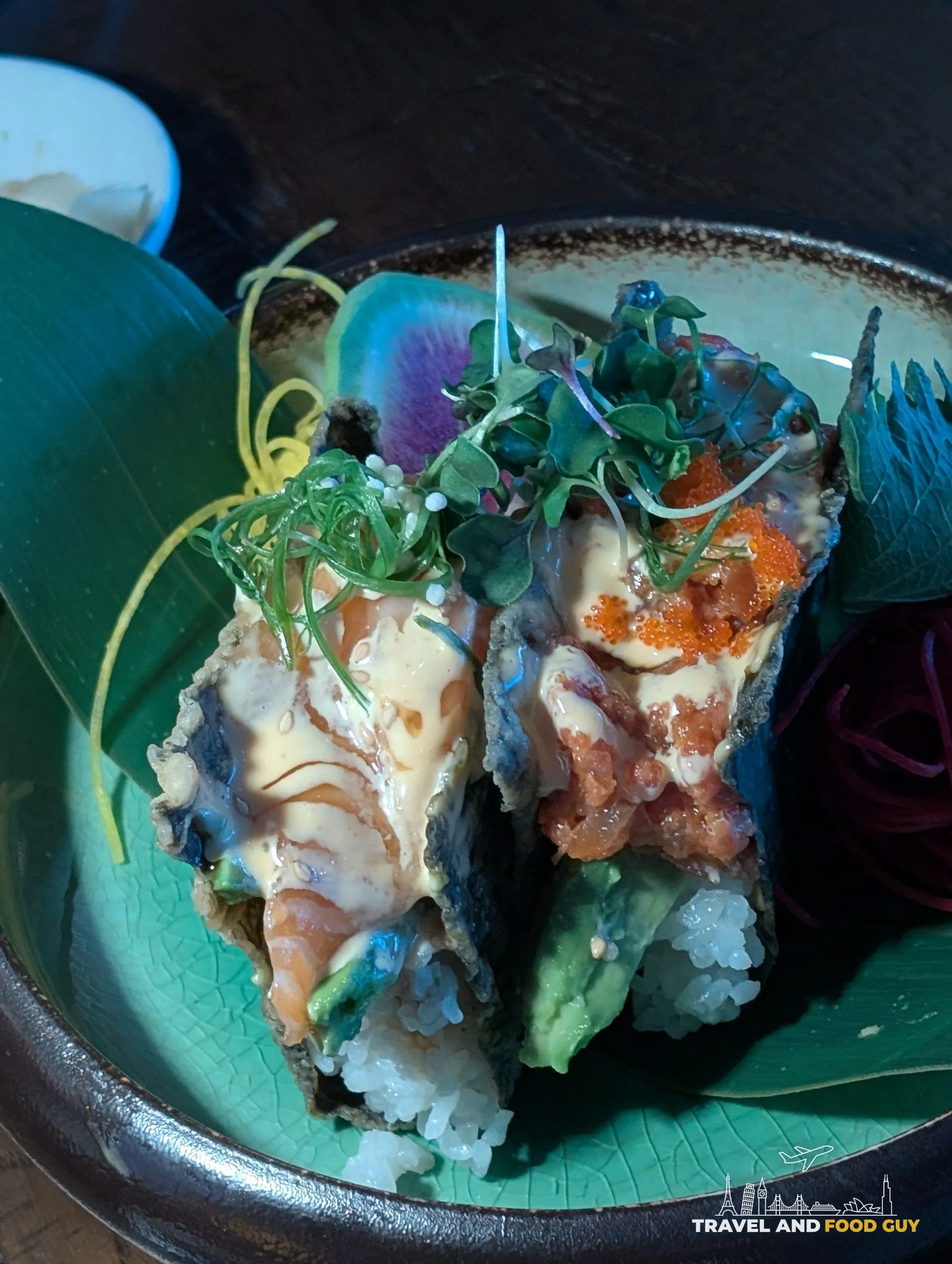 Spicy tuna and spicy salmon sushi tacos at Sushi Plus Thai by Sensei in Palatine, Illinois