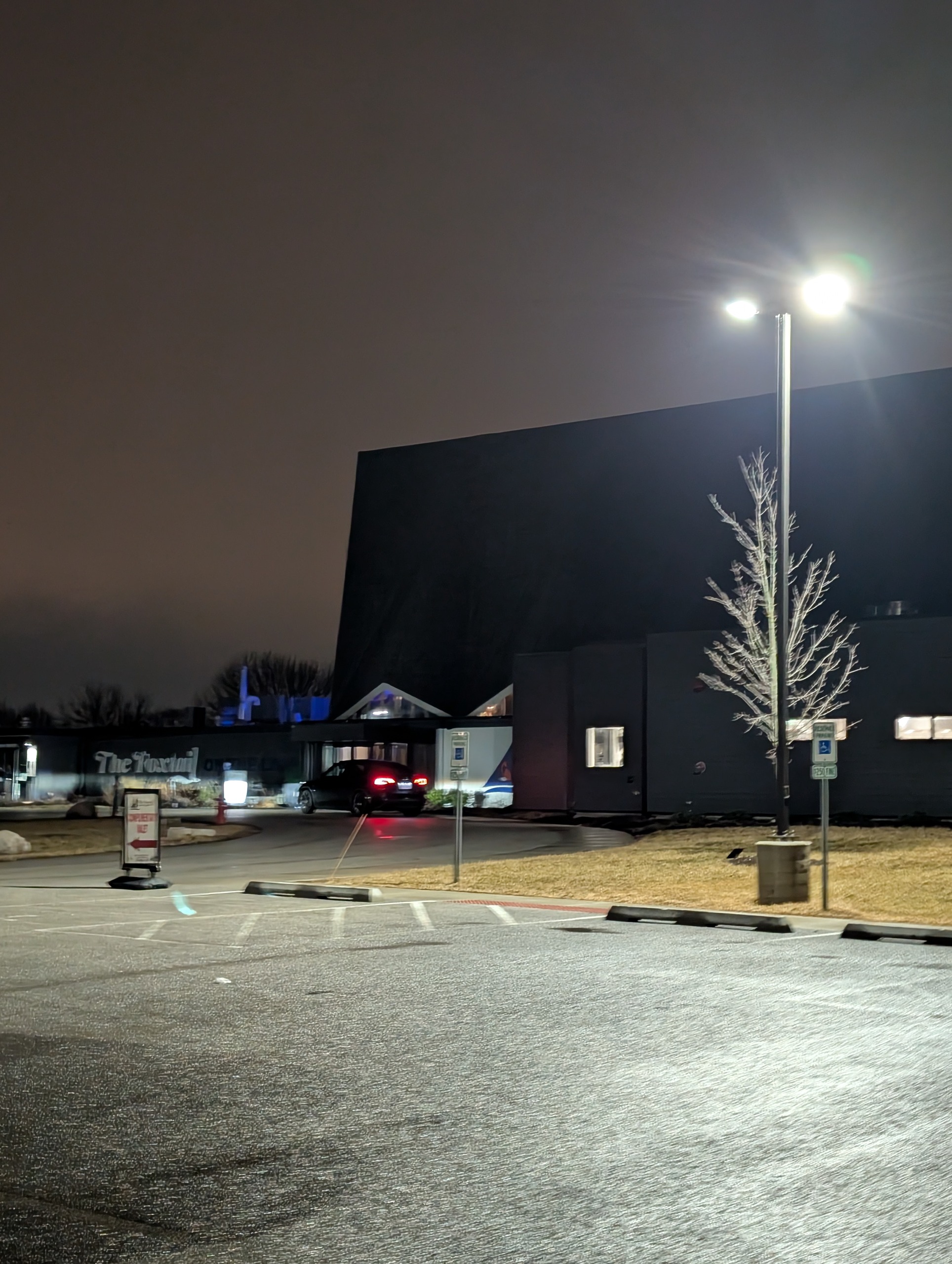 Exterior of The Foxtail on the Lake at night