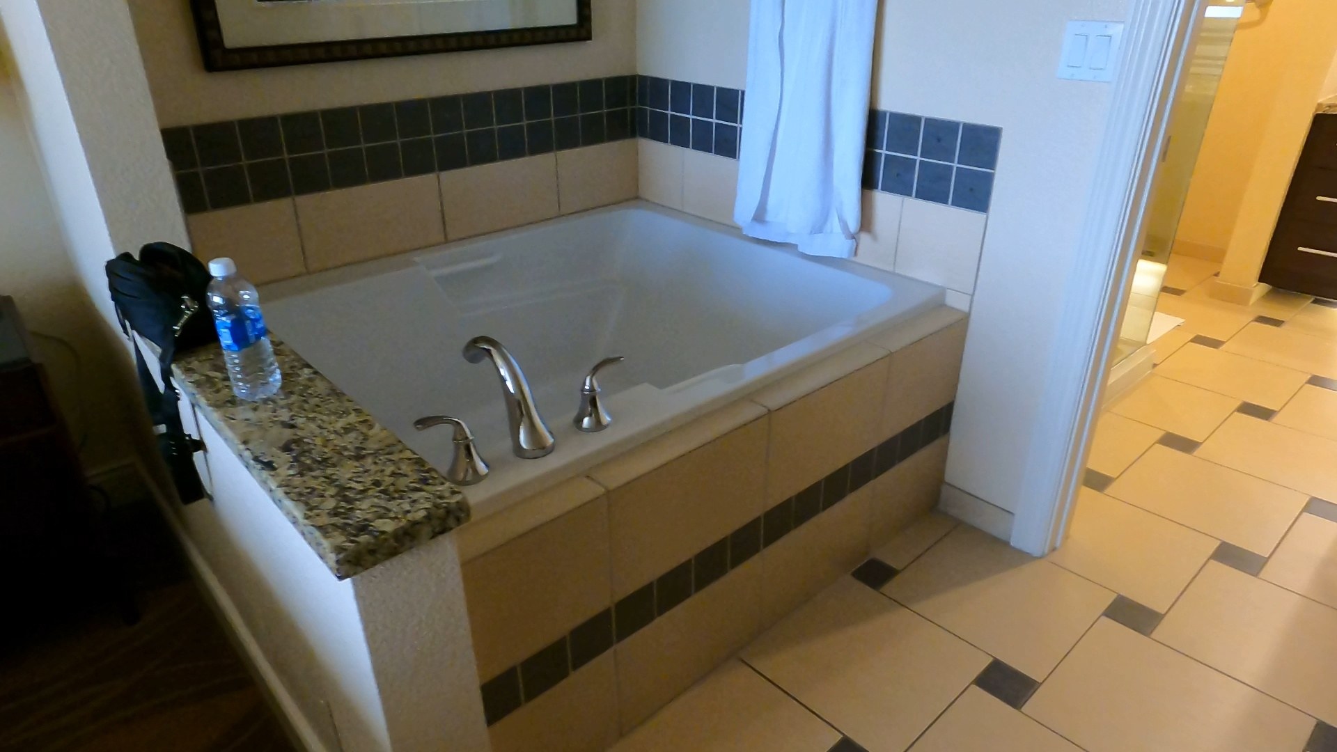 Deep soaking tub in the master bedroom area of the Marriott Grand Chateau two-bedroom suite