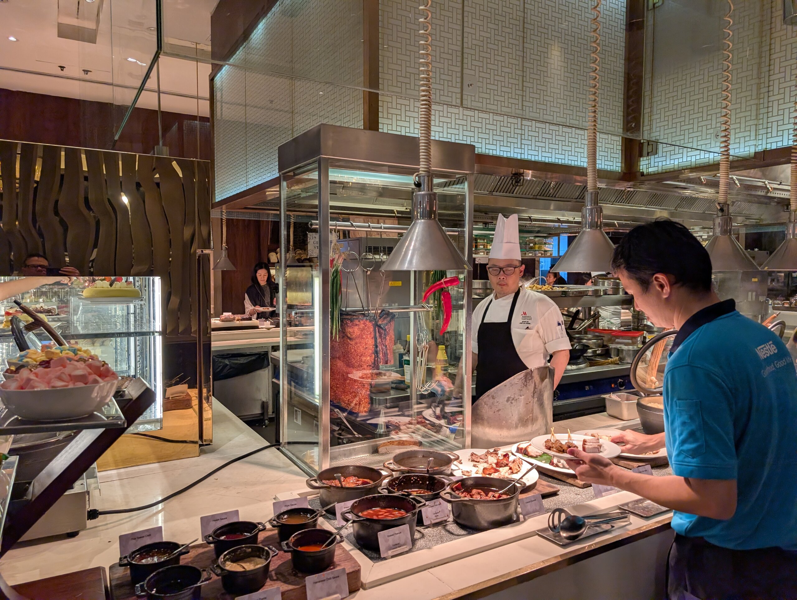 Live carving and charcuterie station at Crossroads, Singapore Marriott Tang Plaza