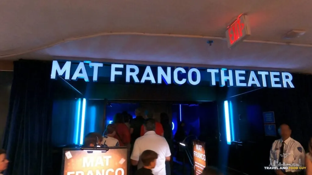 Mat Franco Theater entrance at The Linq Las Vegas with blue neon lighting