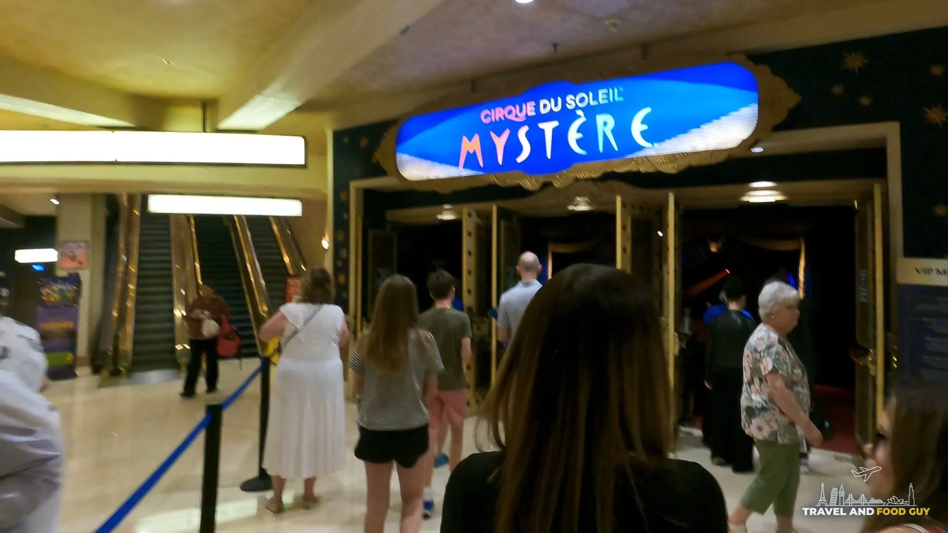 Mystère by Cirque du Soleil marquee at the theater entrance inside Treasure Island Las Vegas