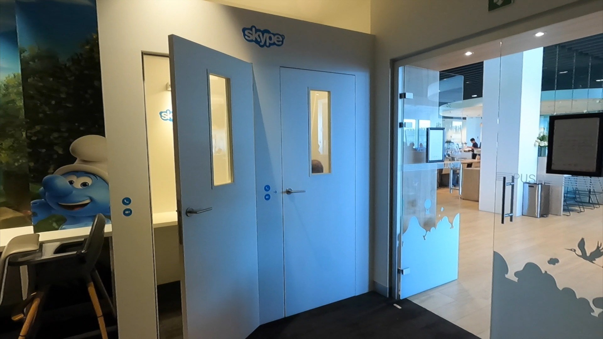 Skype branded private phone booths at The Loft