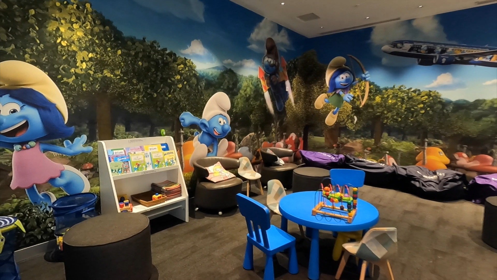 Smurf themed kids' play area at The Loft