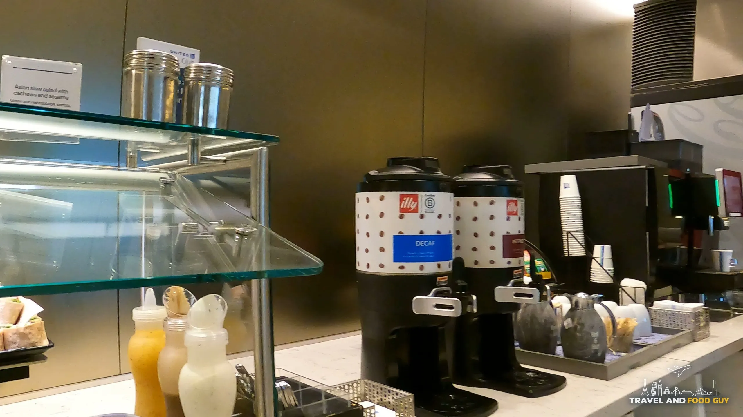Illy regular and decaf coffee station at the United Club at DFW