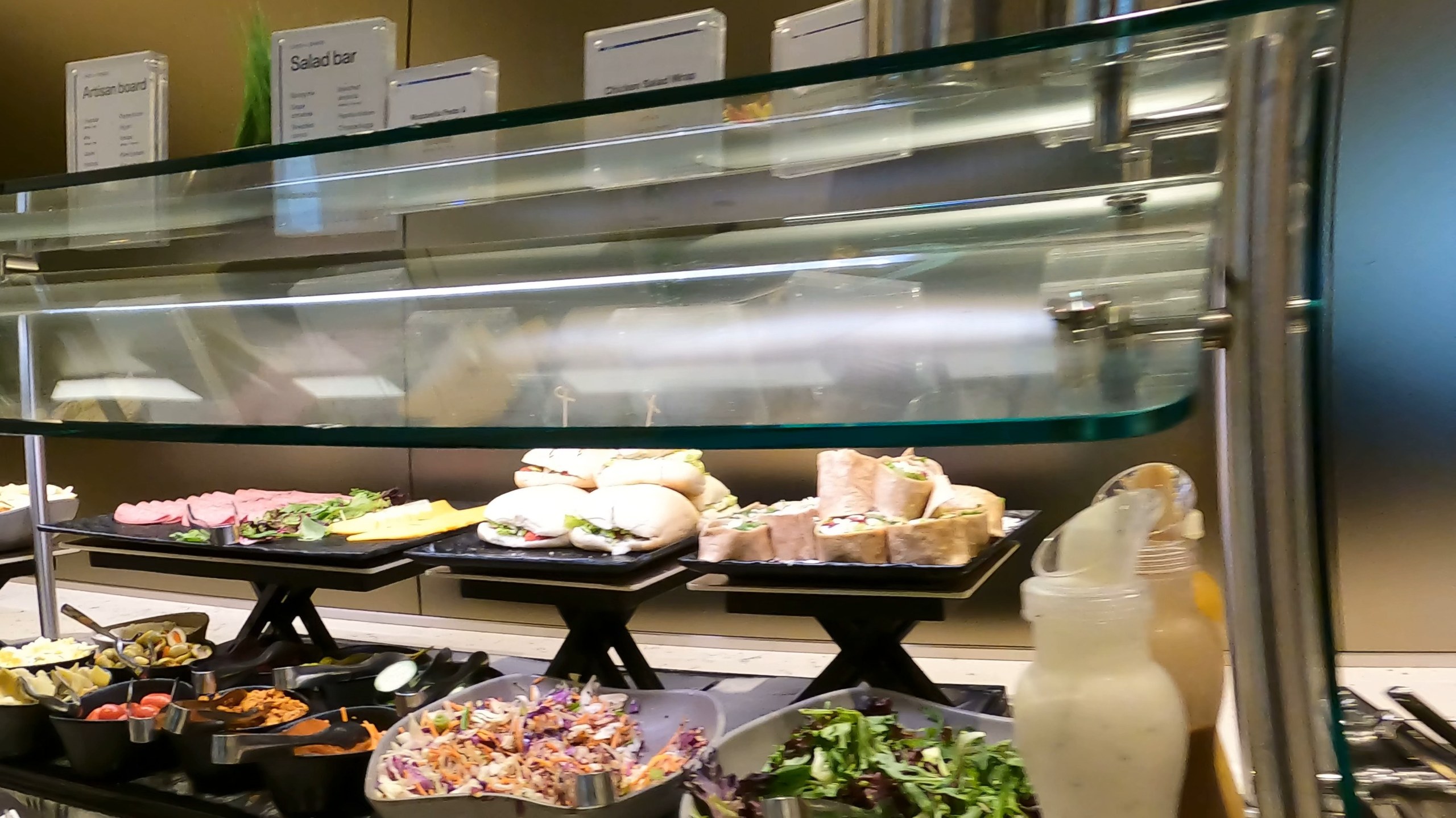 Salad and sandwich bar at the United Club at DFW