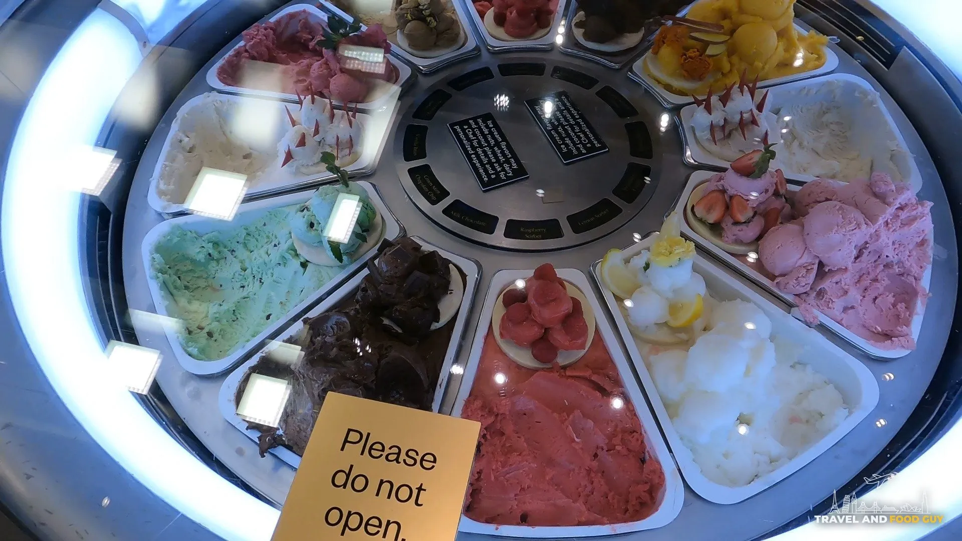 Gelato wheel with chocolate, pistachio, strawberry, and lemon flavors at The Buffet at Wynn