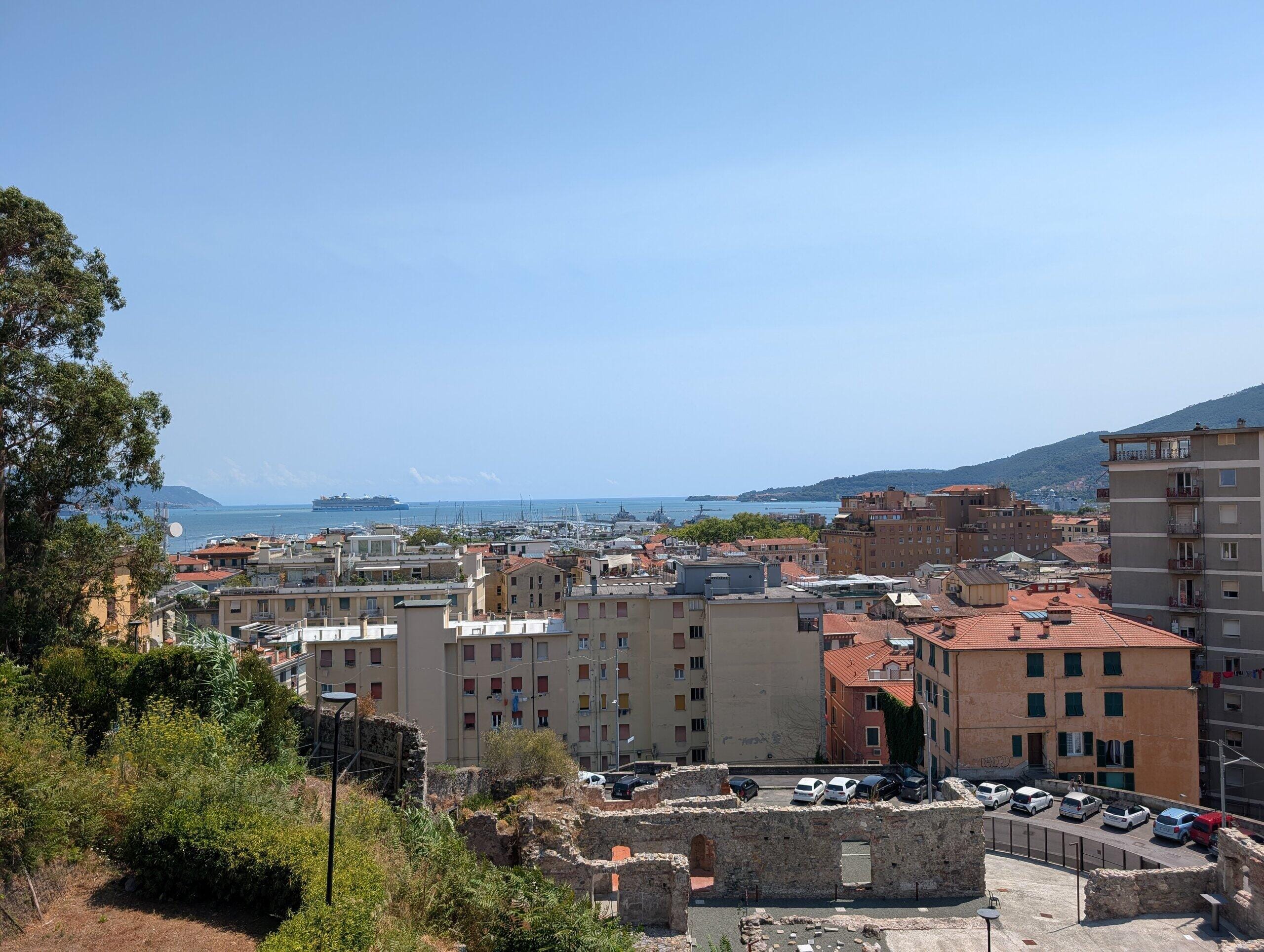 View over La Spezia and the gulf from the castle hill