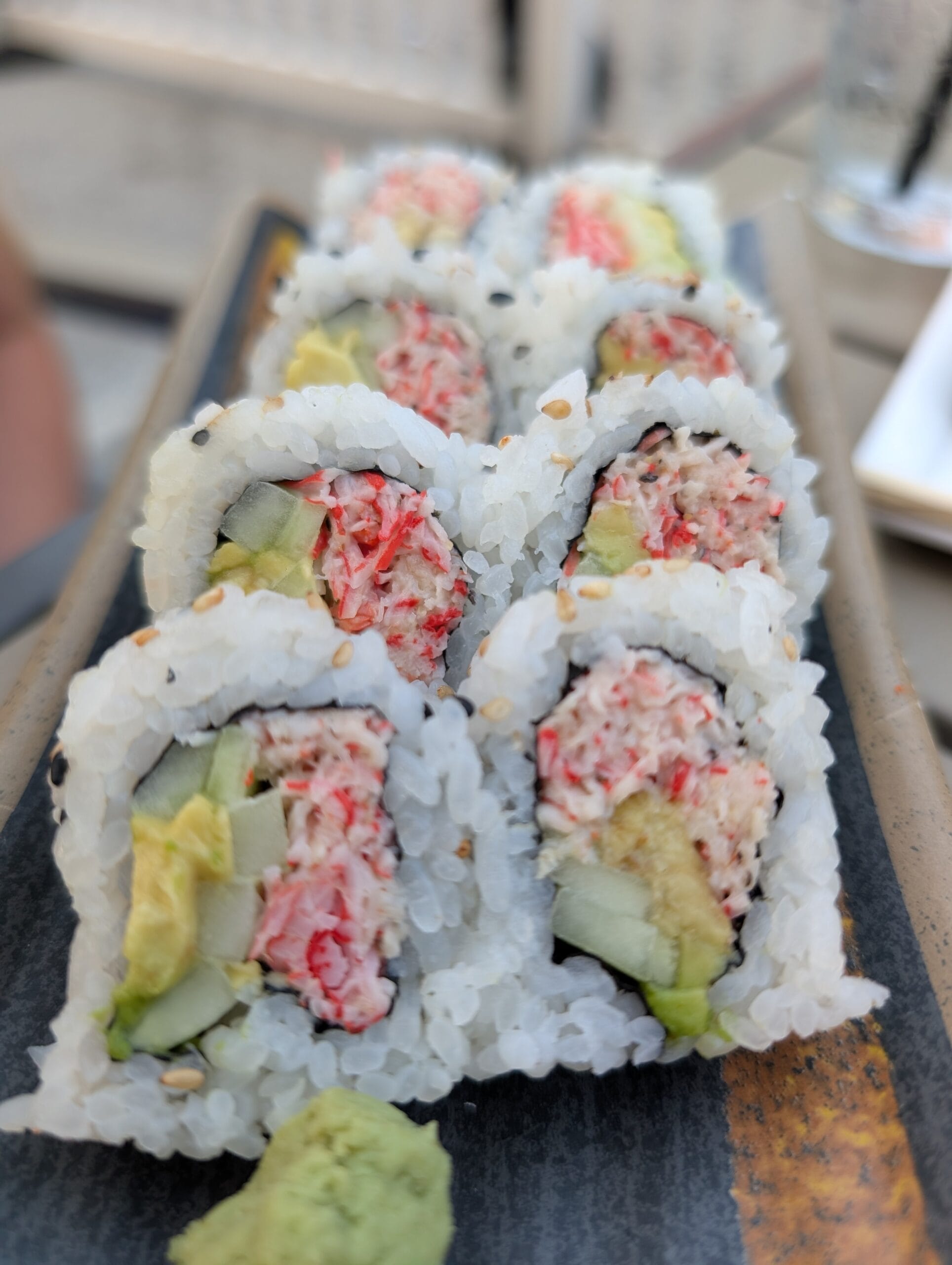 California rolls with imitation crab, cucumber and avocado at Shakou Arlington Heights