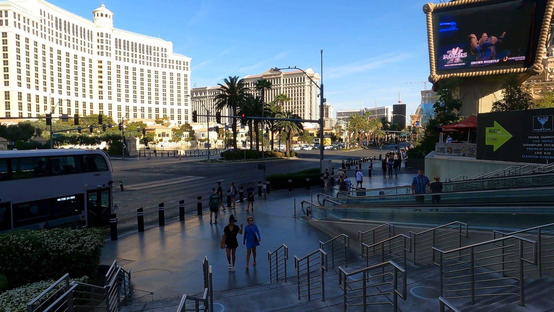 View of the Las Vegas Strip from a pedestrian bridge