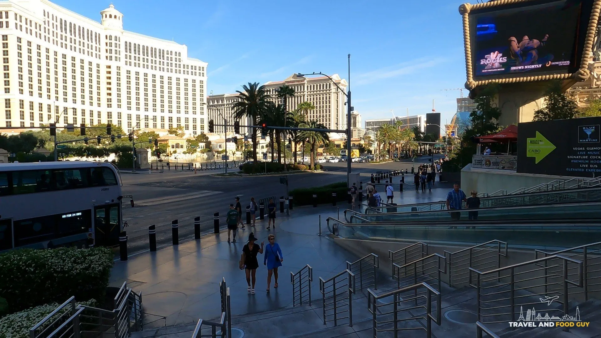 View of the Las Vegas Strip from a pedestrian bridge