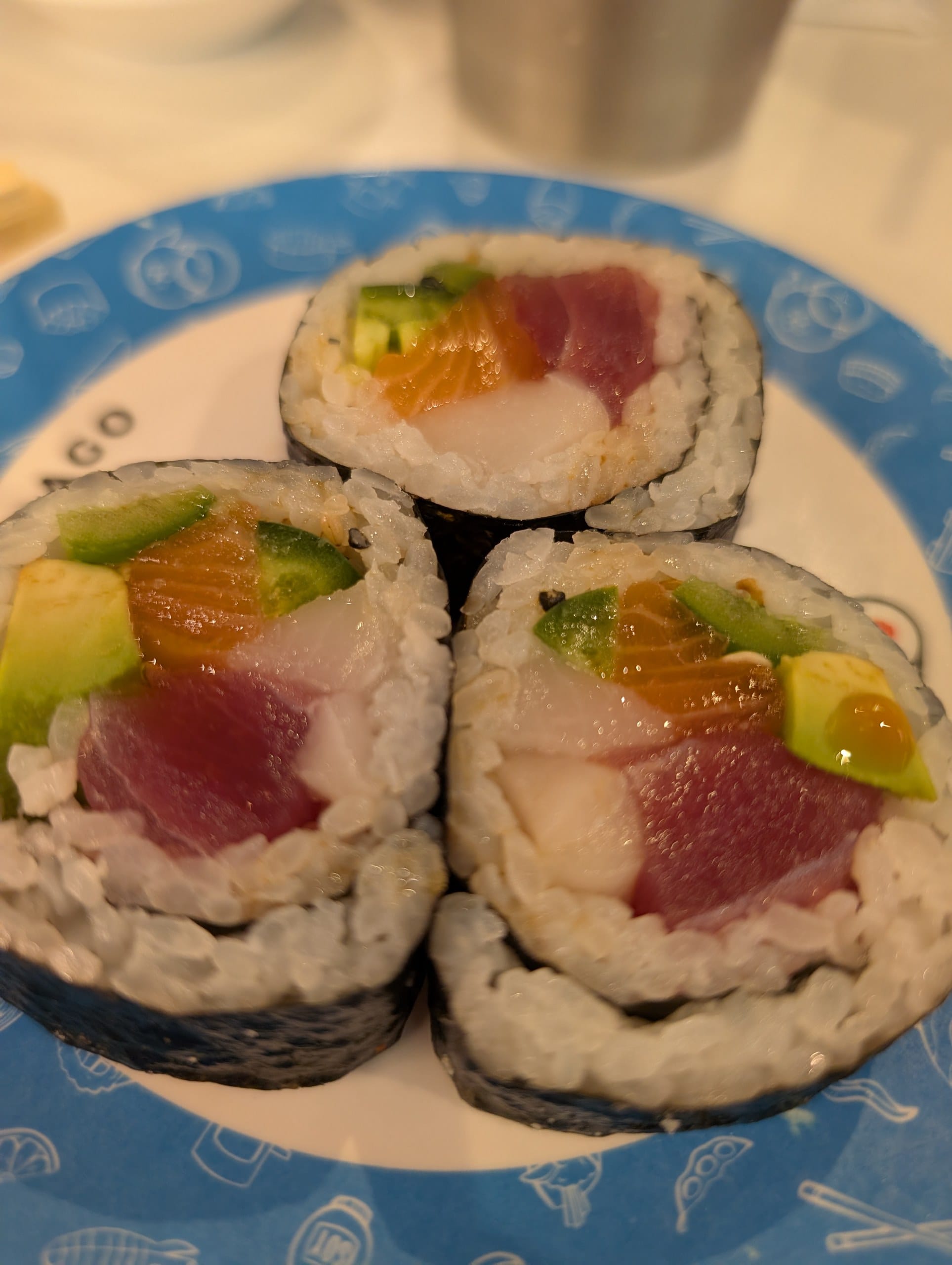 The Mexican Maki roll with jalapeno and chili oil at Sushi Plus Rotary Sushi Bar