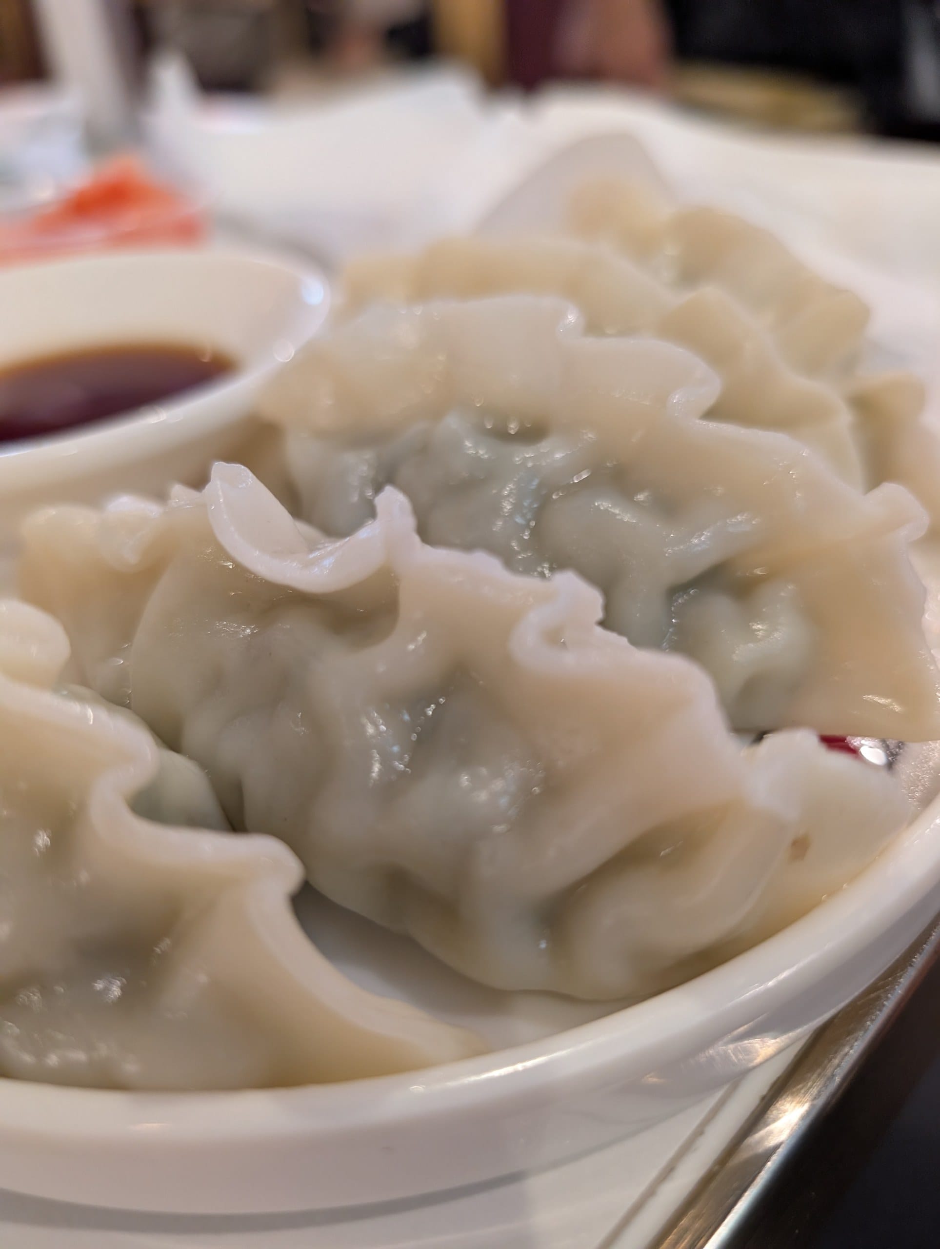 Steamed gyoza ordered off the tablet at Sushi Plus