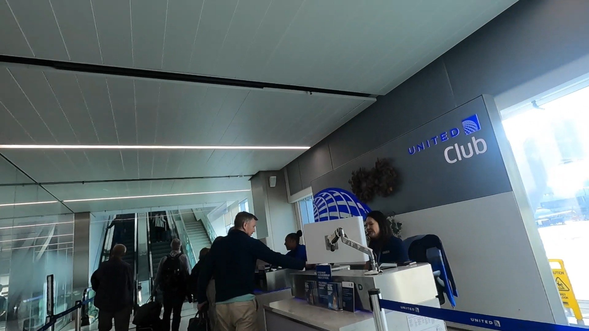 Check-in desk at the United Club LAX entrance