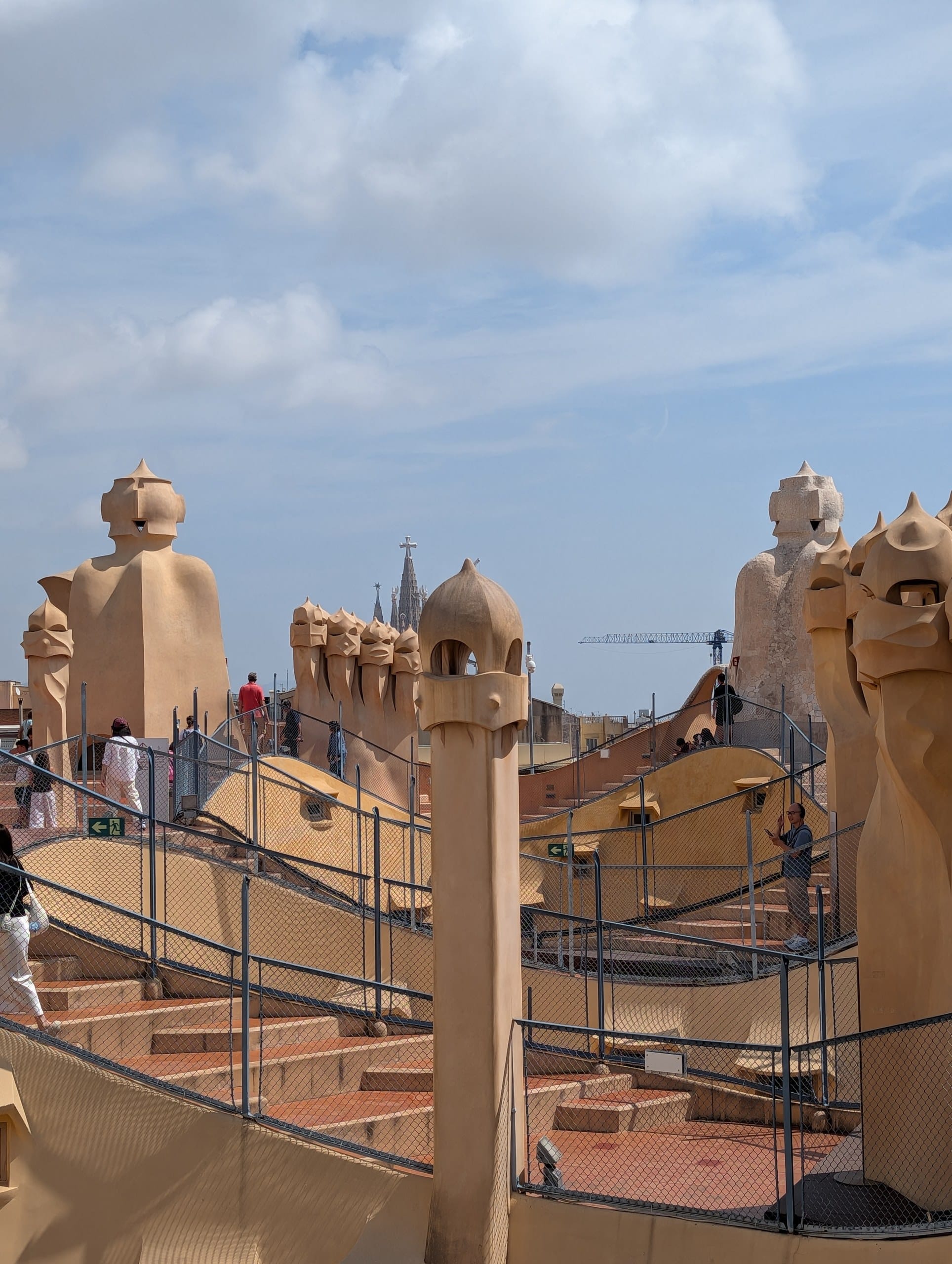 Helmeted chimney stacks on the Casa Milà rooftop