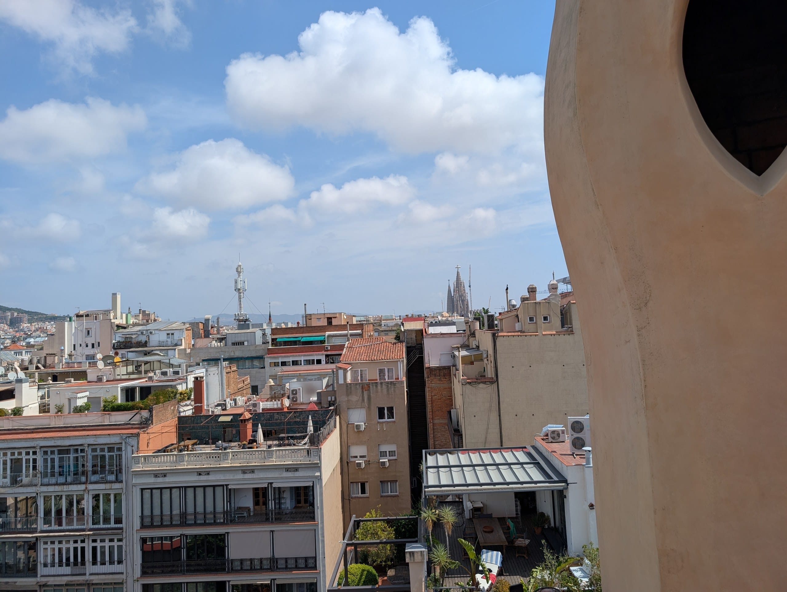 View over the rooftops of Barcelona from the Casa Milà roof