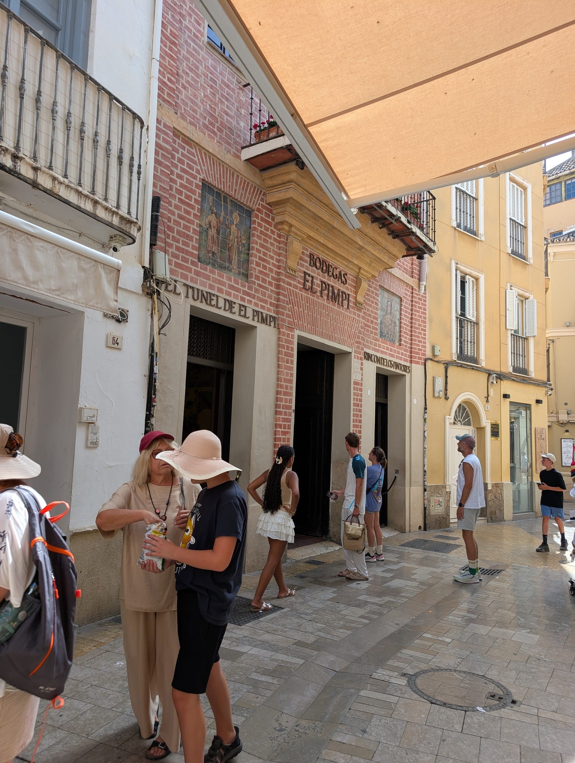 Walking up to El Pimpi through the old town in Málaga