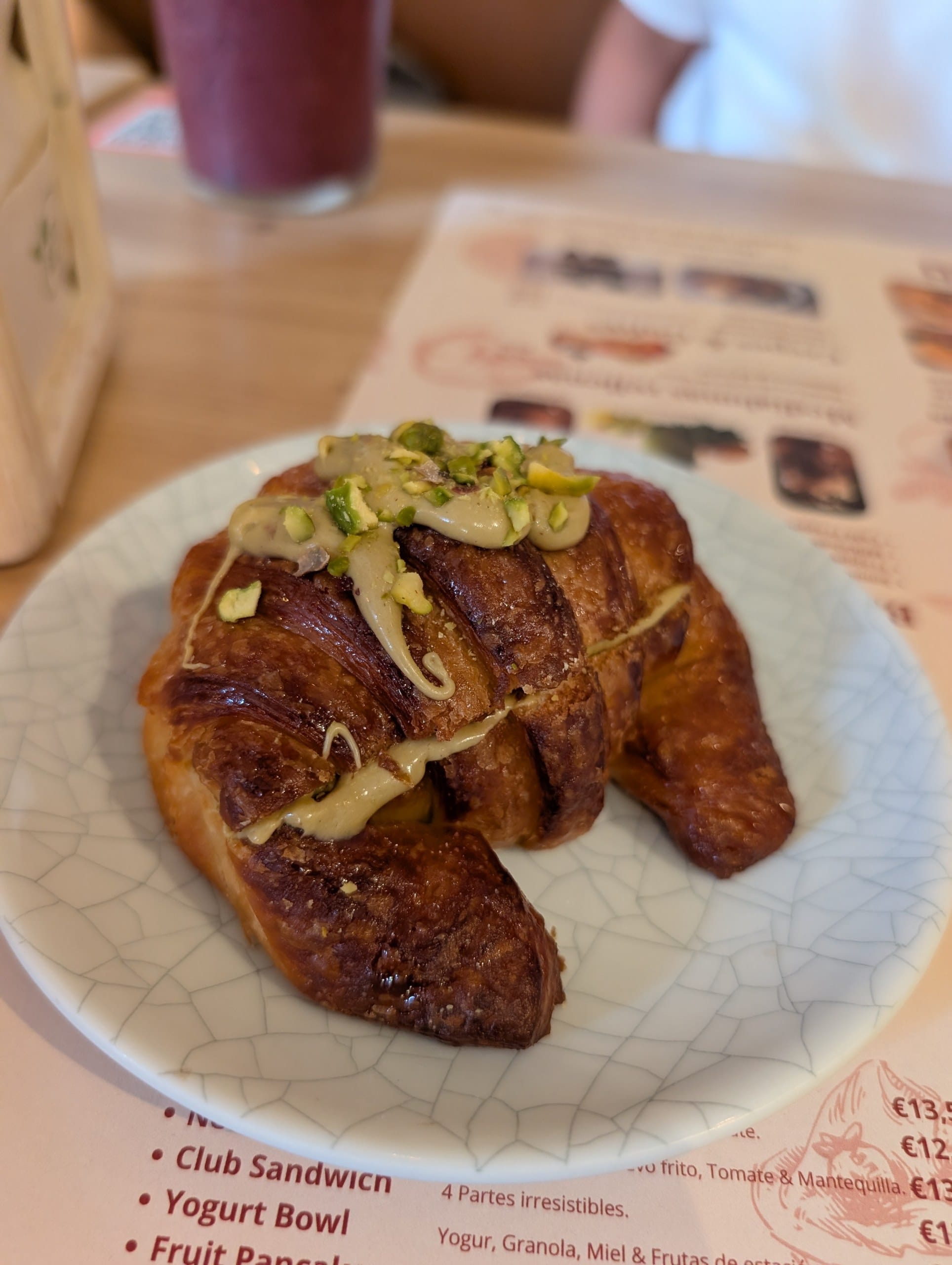 The pistachio cream medialuna at Ferretti Poble Nou, 3,25 euros