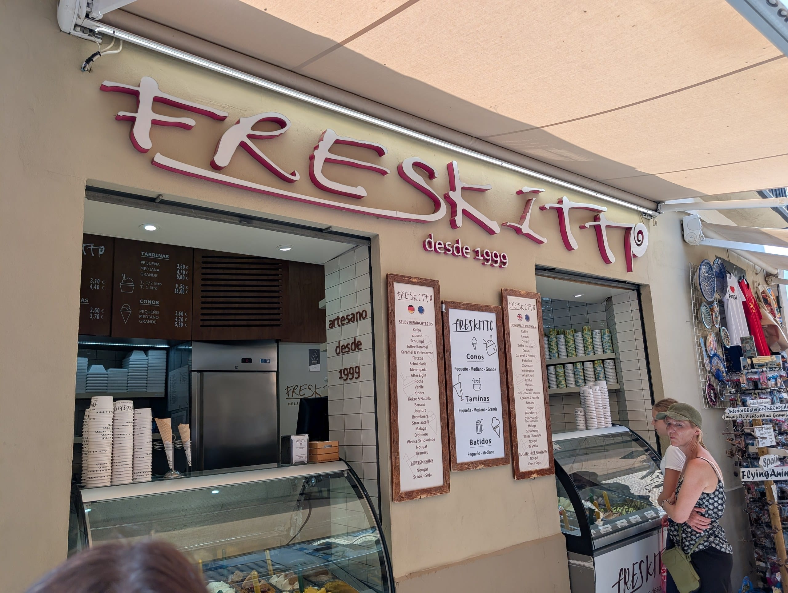 Freskitto gelato storefront in the old town in Málaga