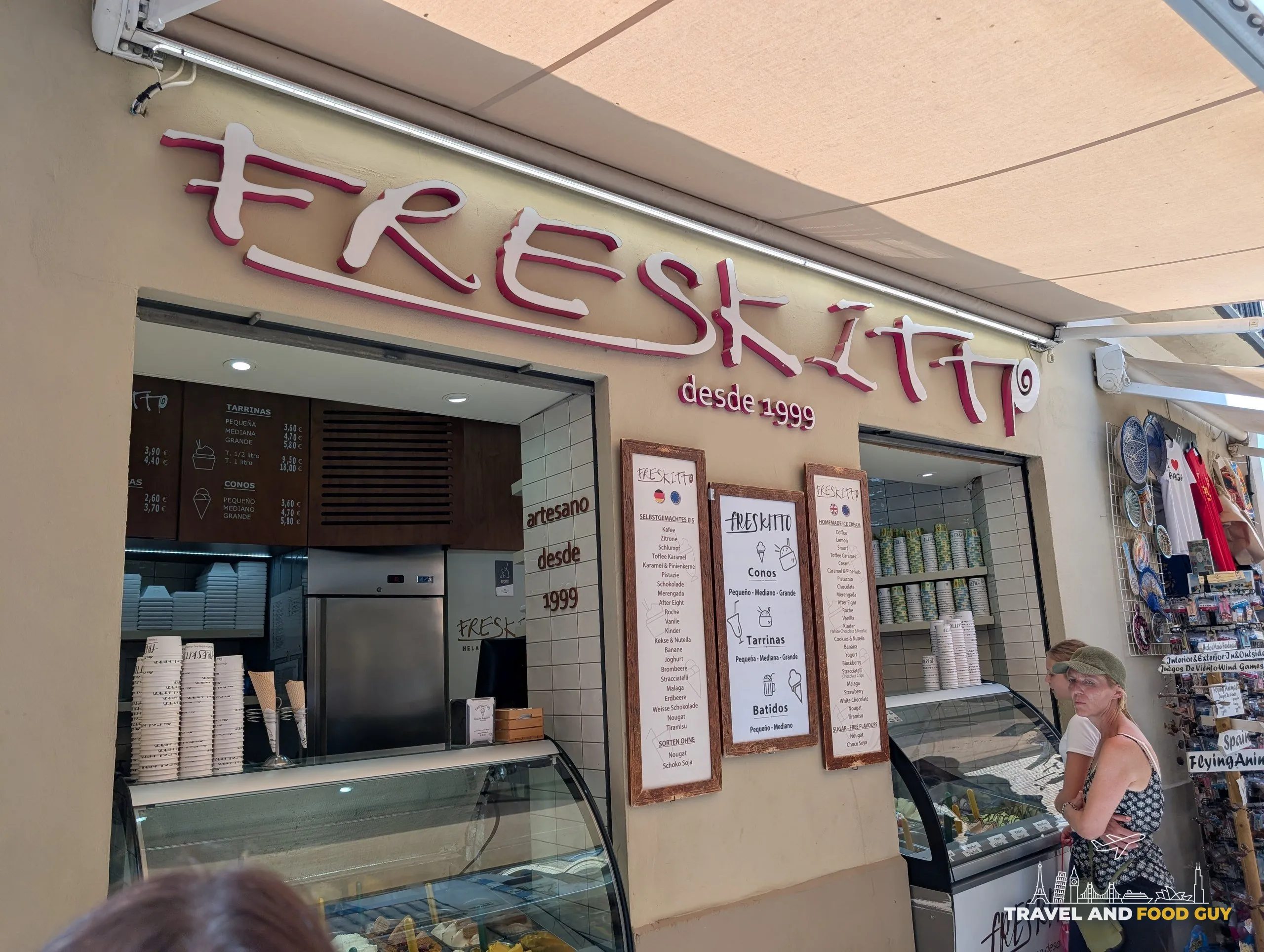 Freskitto gelato storefront in the old town in Málaga