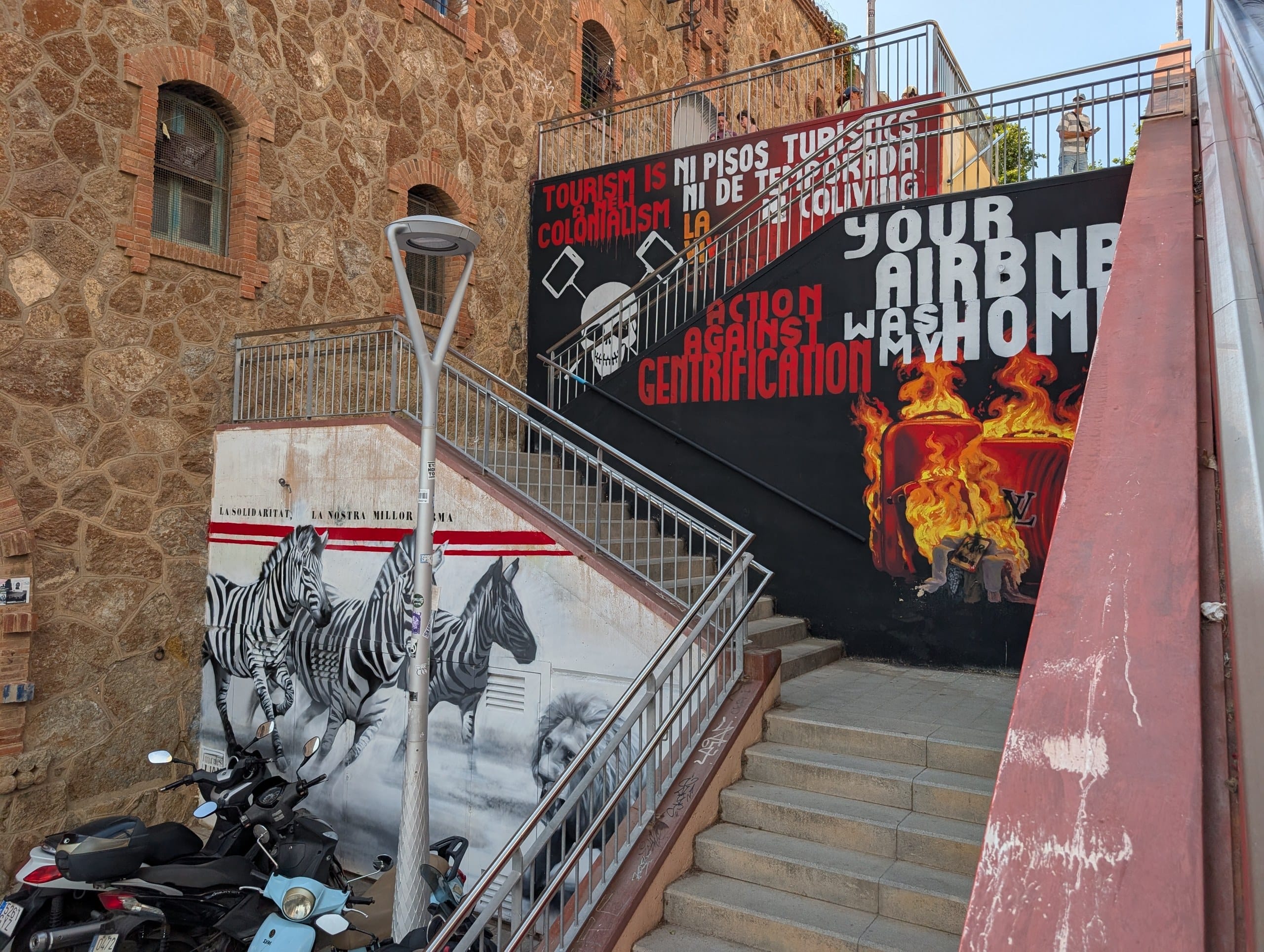 Street art on the walk up toward Park Guell in Barcelona