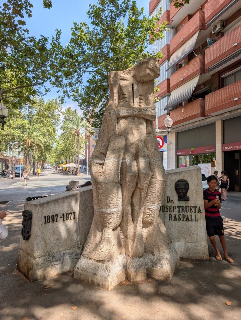 The Dr Josep Trueta i Raspall monument on the Rambla del Poblenou