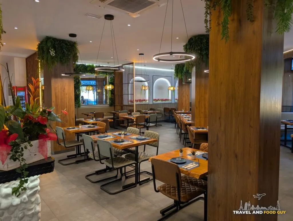 The main dining room inside Rincón Marino