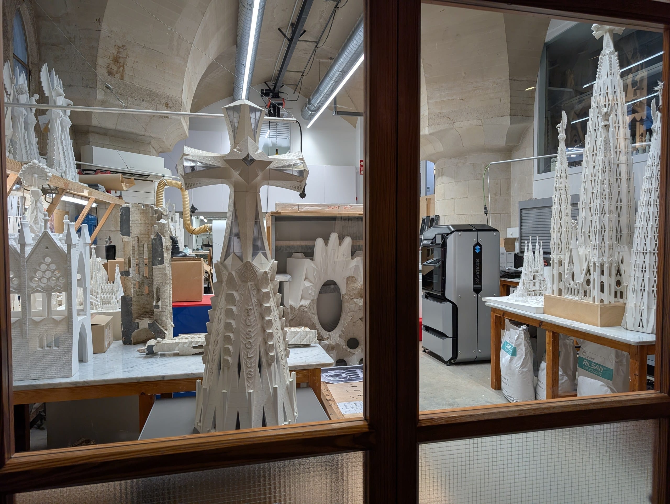 Plaster study models in the Sagrada Familia model workshop