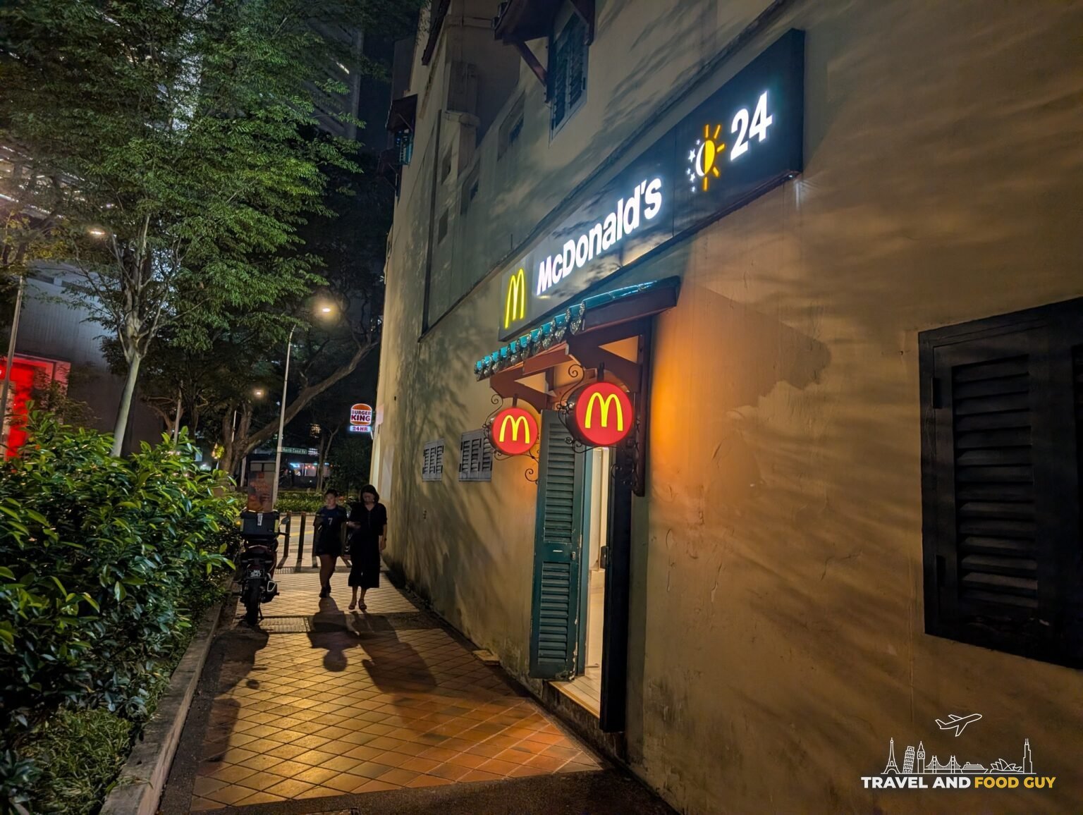 A 24-hour McDonald's tucked into a heritage shophouse in the Bras Basah area of Singapore