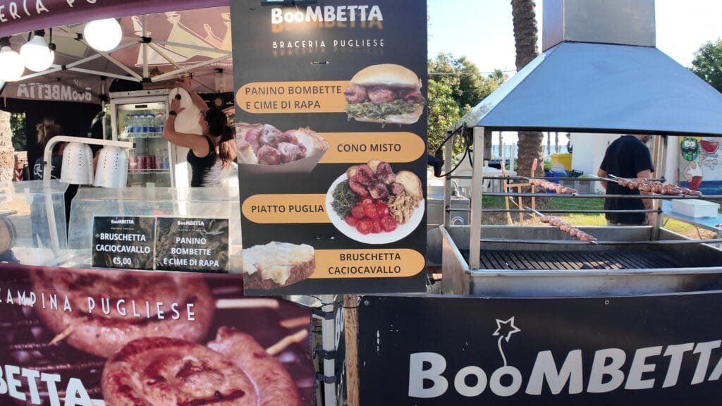 BooMBETTA Braceria Pugliese street food stall in Civitavecchia with its menu and grill
