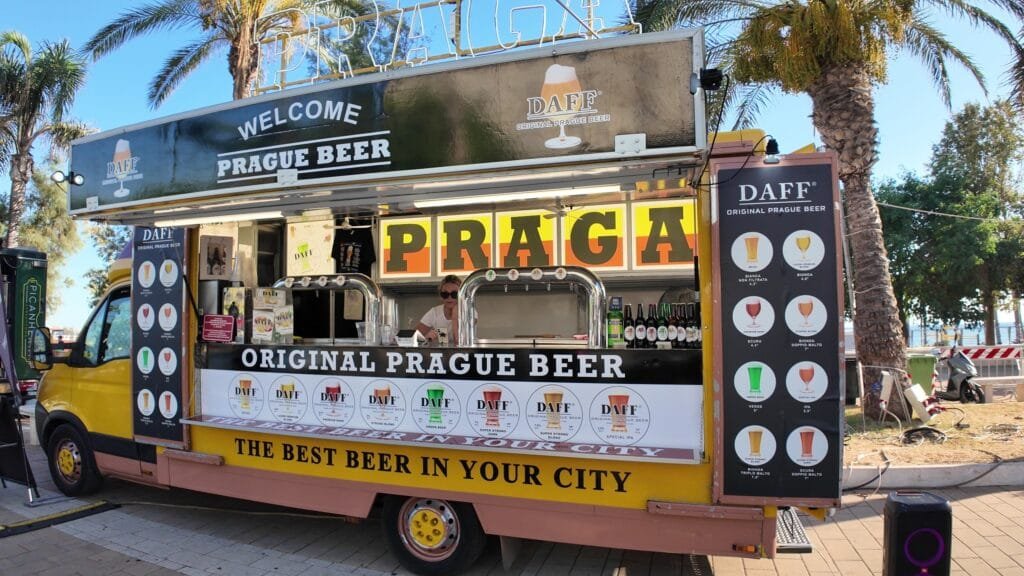 The DAFF Original Prague Beer truck at the Civitavecchia seafront street food festival