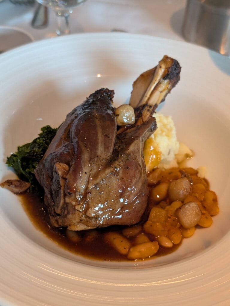 Braised lamb shank in the main dining room on Legend of the Seas