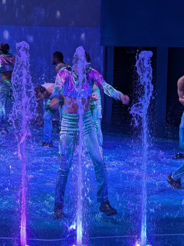 Performers in Shockwave at the AquaTheater on Legend of the Seas