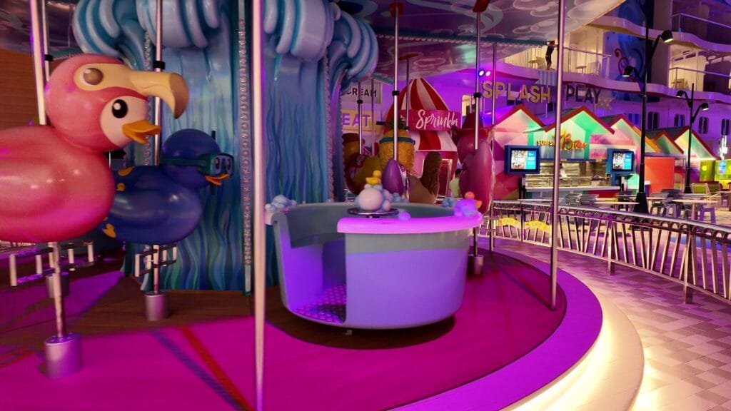 The Surfside Carousel on Legend of the Seas, where the mounts are rubber ducks