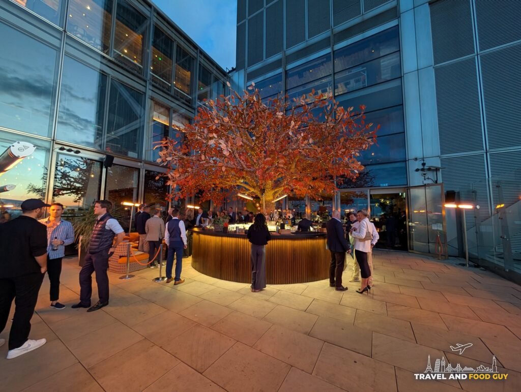 The open air terrace bar at SUSHISAMBA London with no roof overhead.